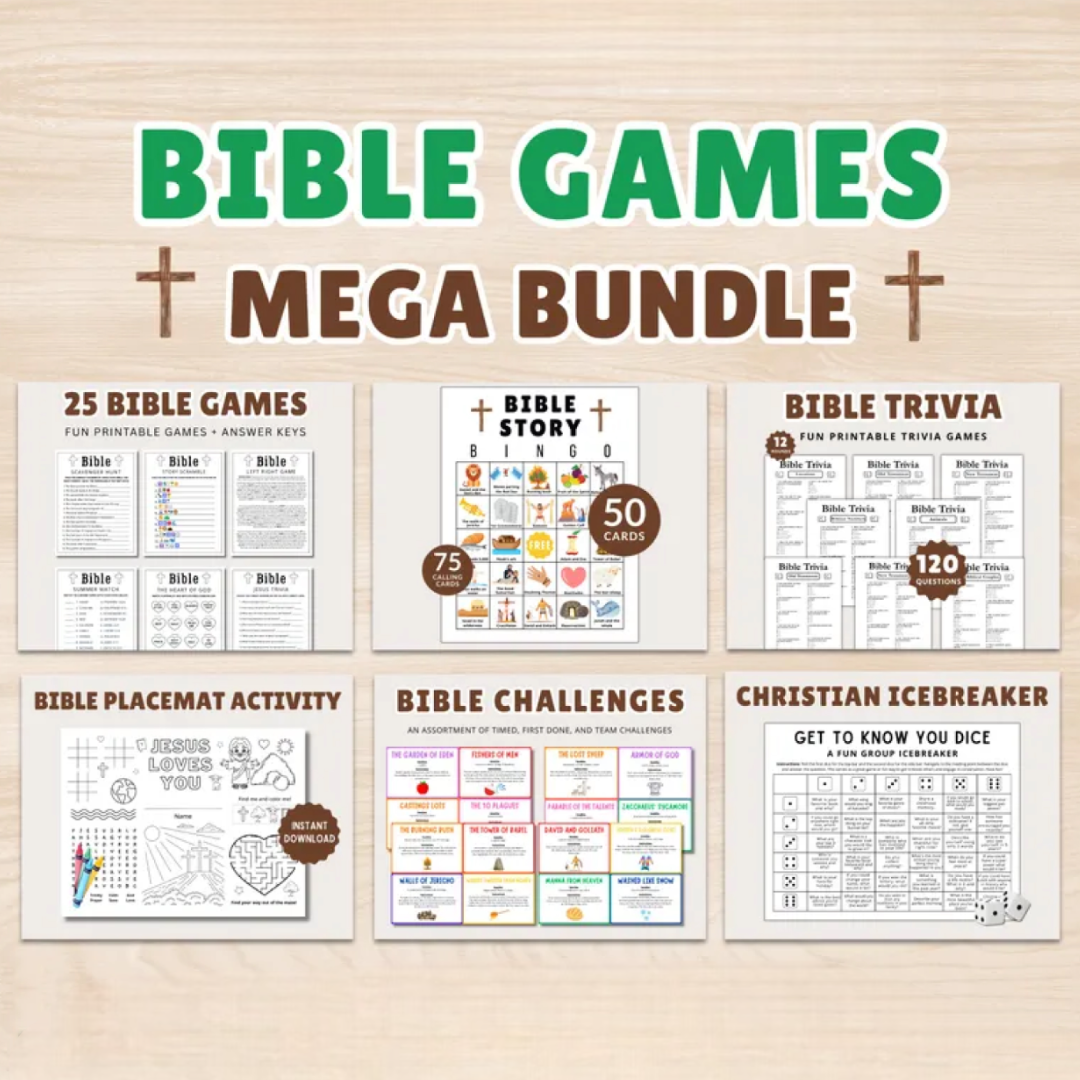Bible Games, Christian Games, Bible Trivia, Bible Bingo, Printable Bible Games, Church Game, Women's Ministry Games, Youth Group Games