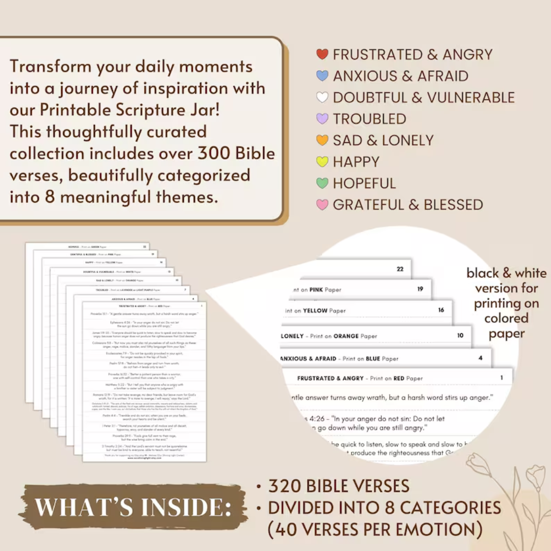 Bible Verse Jar, Printable Color Coded Bible Verses Jar Kit