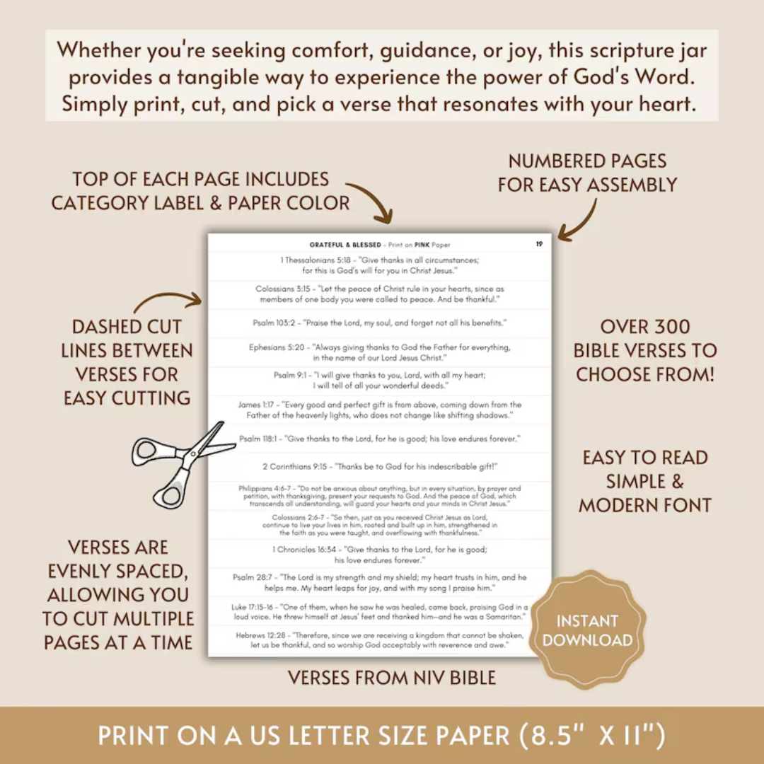 Bible Verse Jar, Printable Color Coded Bible Verses Jar Kit