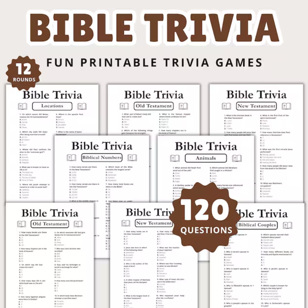Bible Games, Christian Games, Bible Trivia, Bible Bingo, Printable Bible Games, Church Game, Women's Ministry Games, Youth Group Games