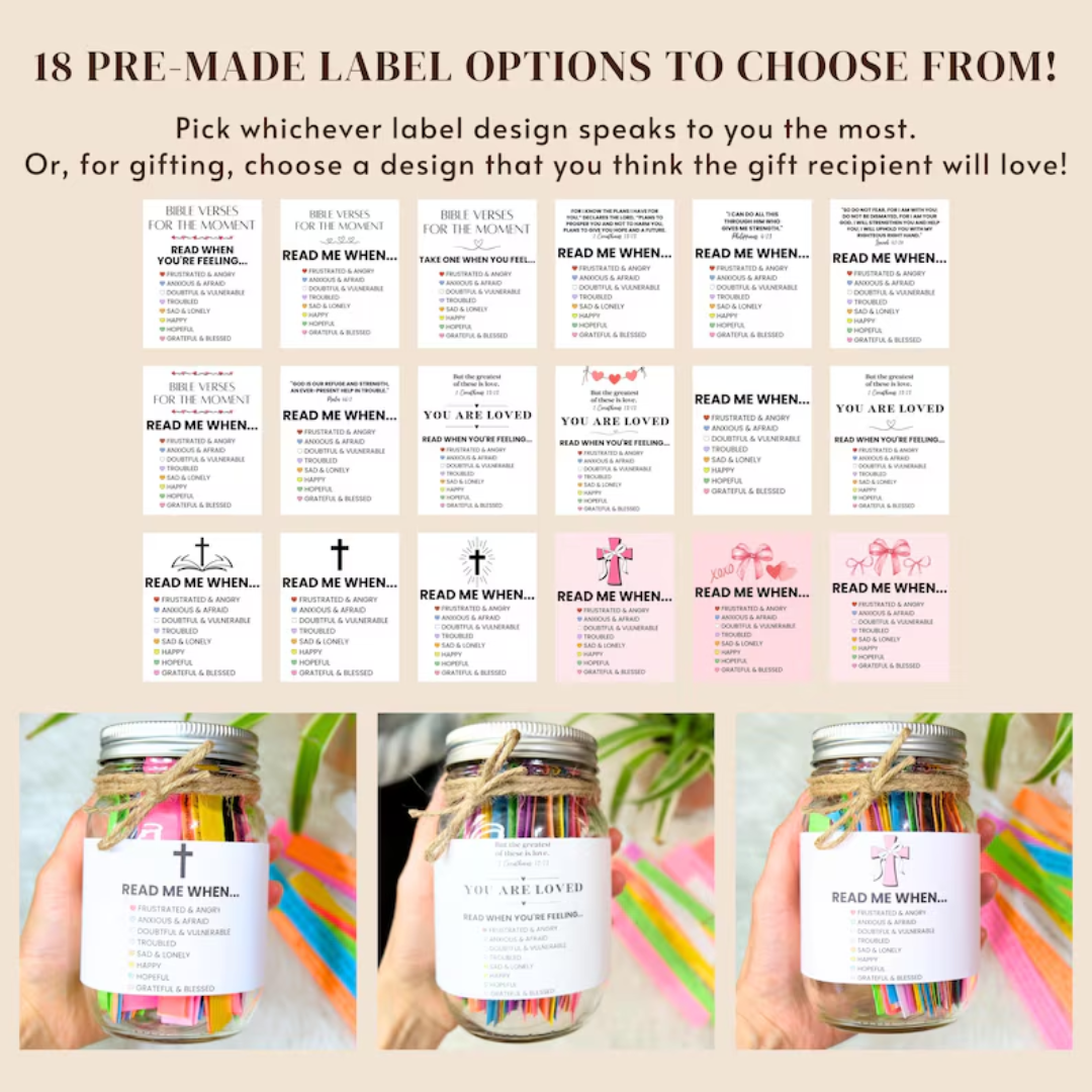 Bible Verse Jar, Printable Color Coded Bible Verses Jar Kit