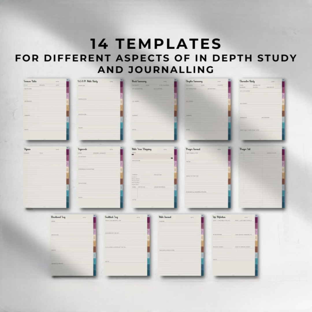 Digital Journaling Bible, Easy to Navigate, Study Templates for Goodnotes & PDF