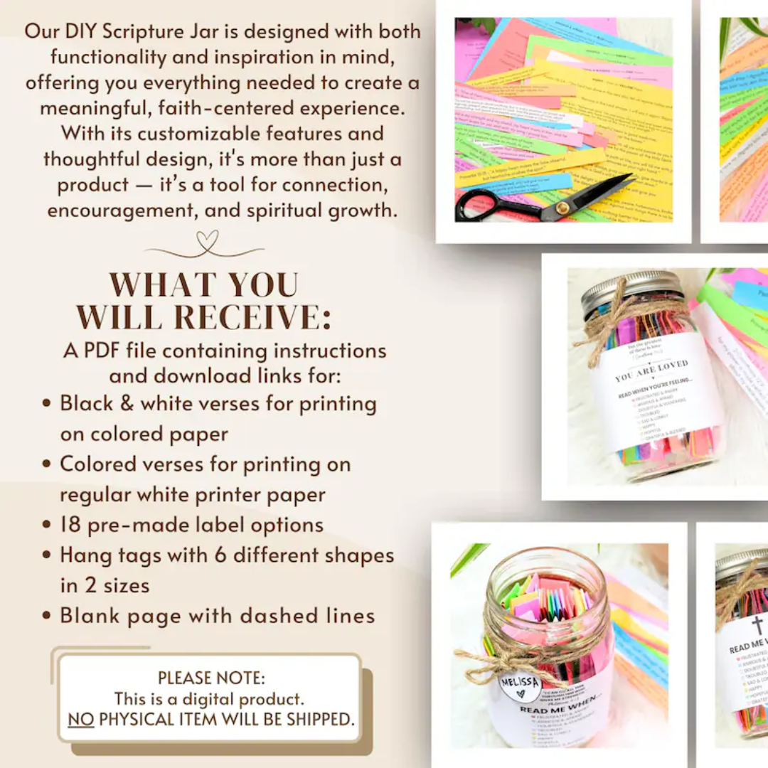 Bible Verse Jar, Printable Color Coded Bible Verses Jar Kit