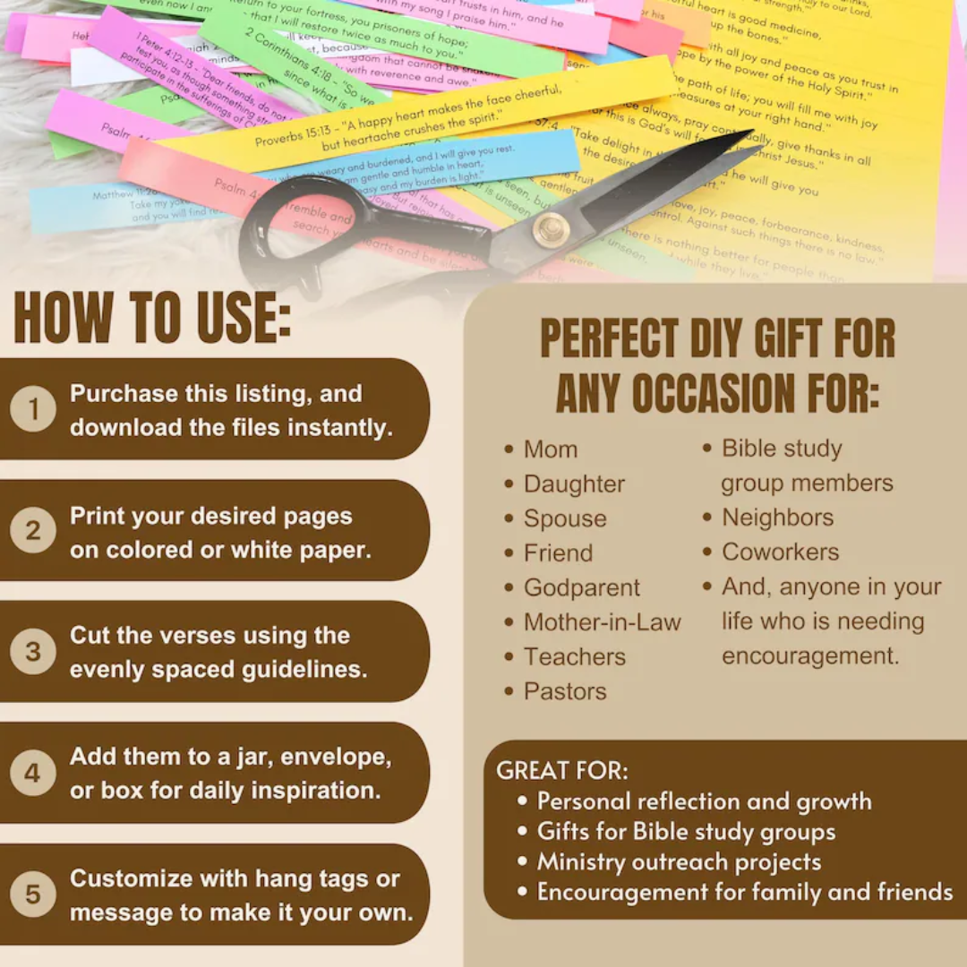 Bible Verse Jar, Printable Color Coded Bible Verses Jar Kit