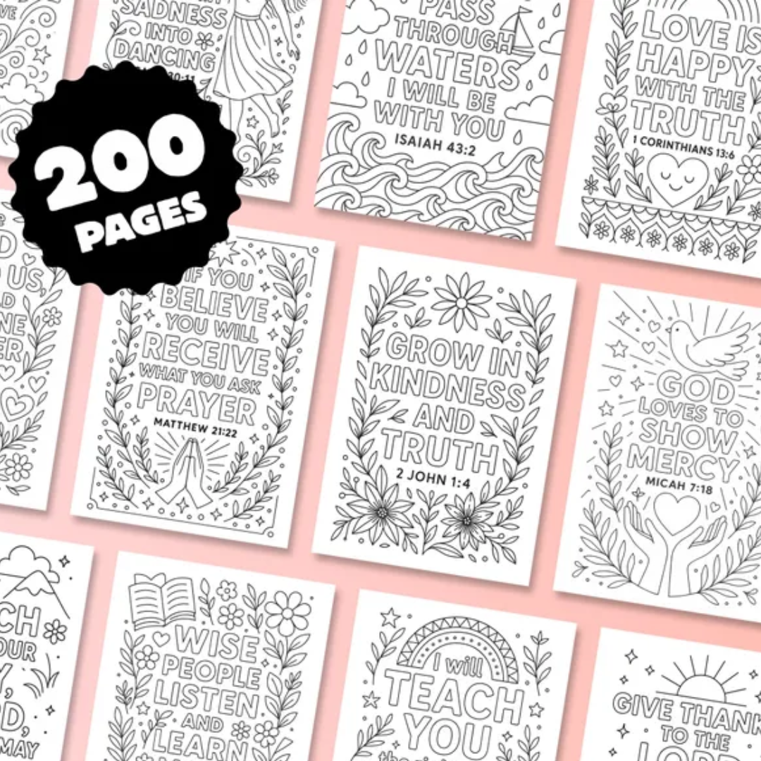 200 Bible Verse Coloring Pages, Digital Download, Scripture Faith Coloring, Christian Printables, Boho Bible Art, Bible Coloring for Kids