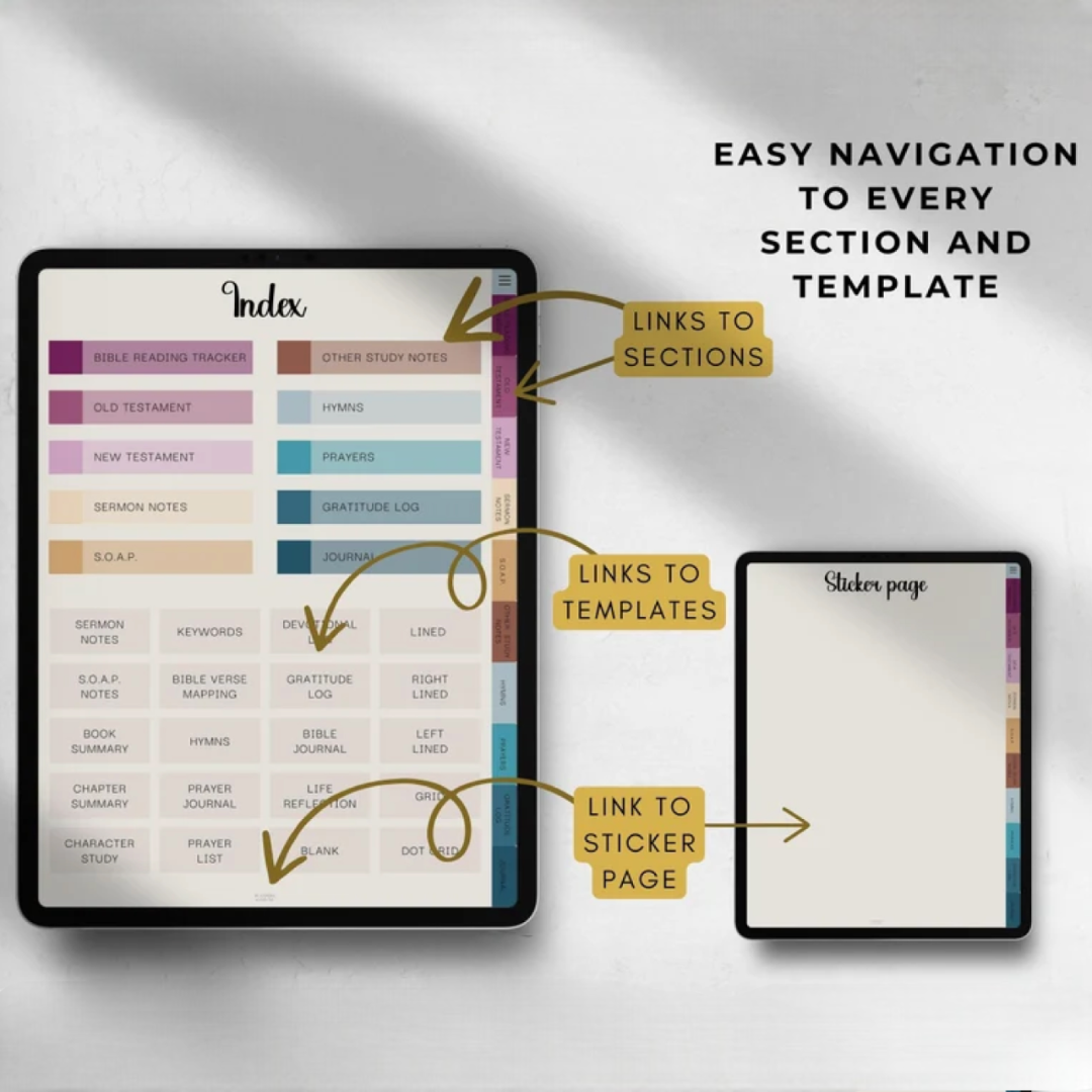 Digital Journaling Bible, Easy to Navigate, Study Templates for Goodnotes & PDF