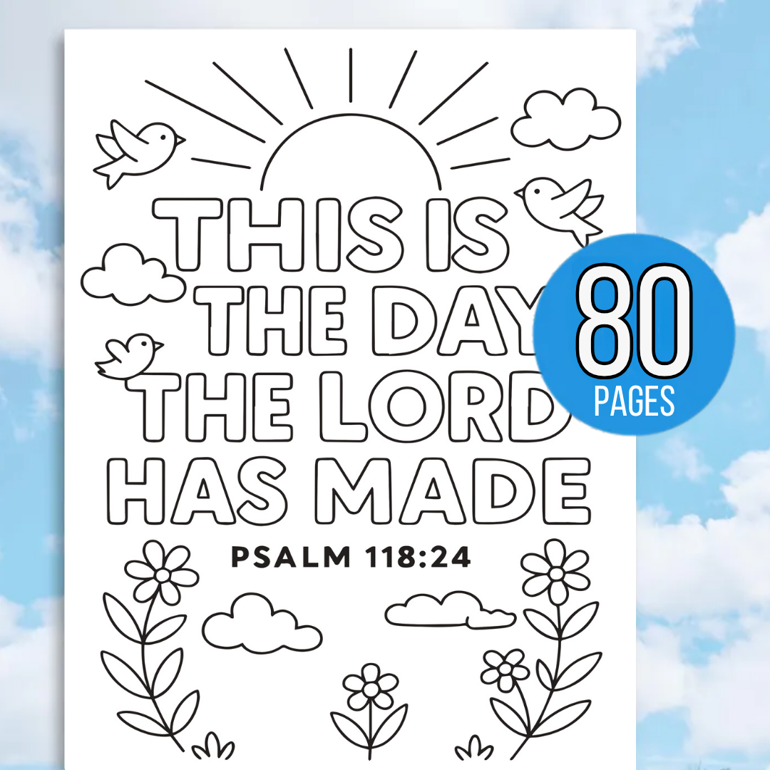 Kids Bible Verse Coloring Pages, 80+ Pages, Affirmations, Sunday School, Christian Coloring Pages